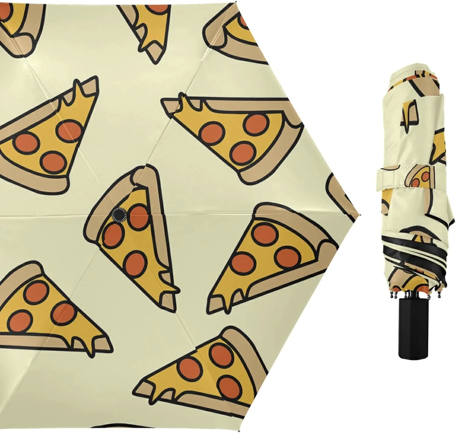 Poeticcity Folding Umbrella, Anti-UV 3 Folds Lightweight Parasol, Compact Windproof Strong Umbrellas for Car Travel Sun & Rain