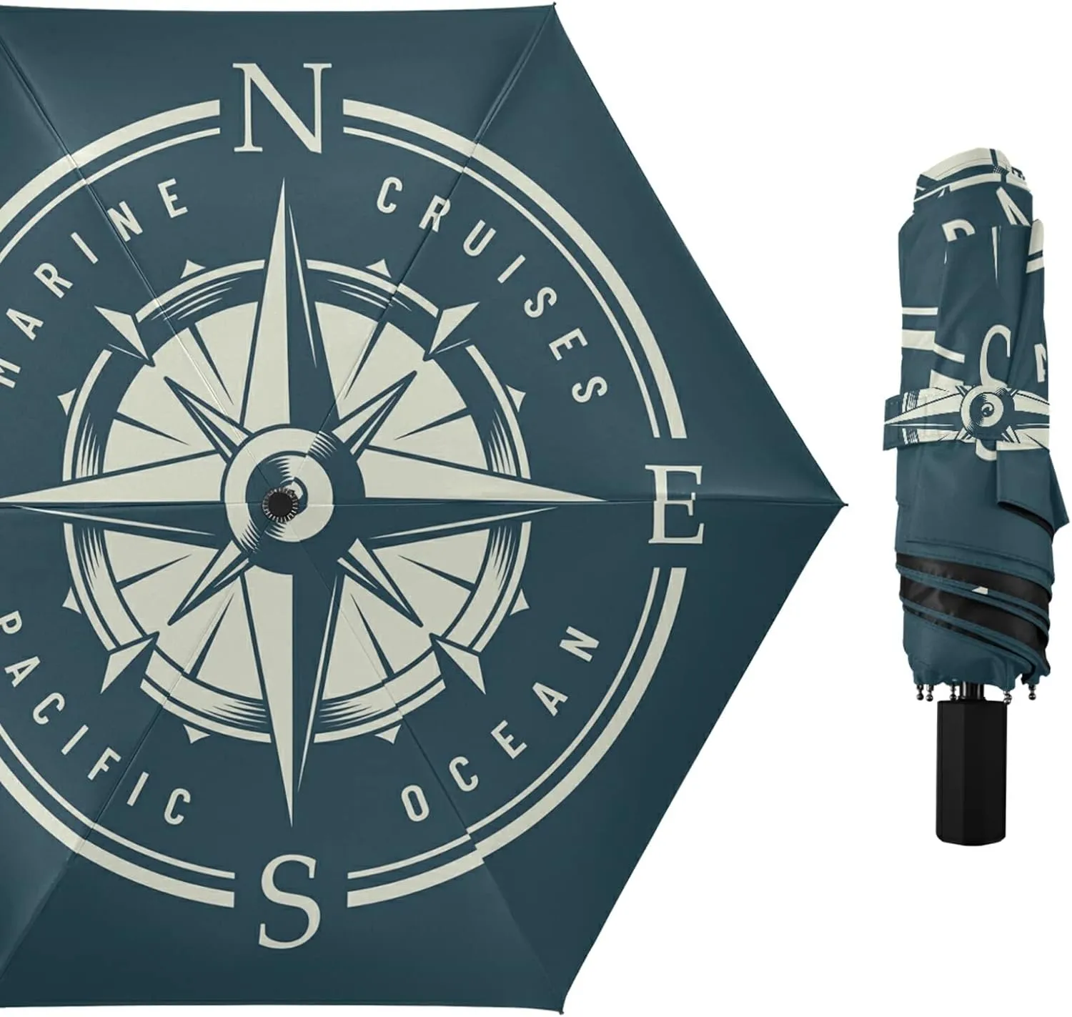 Poeticcity Folding Umbrella, Anti-UV 3 Folds Lightweight Parasol, Compact Windproof Strong Umbrellas for Car Travel Sun & Rain