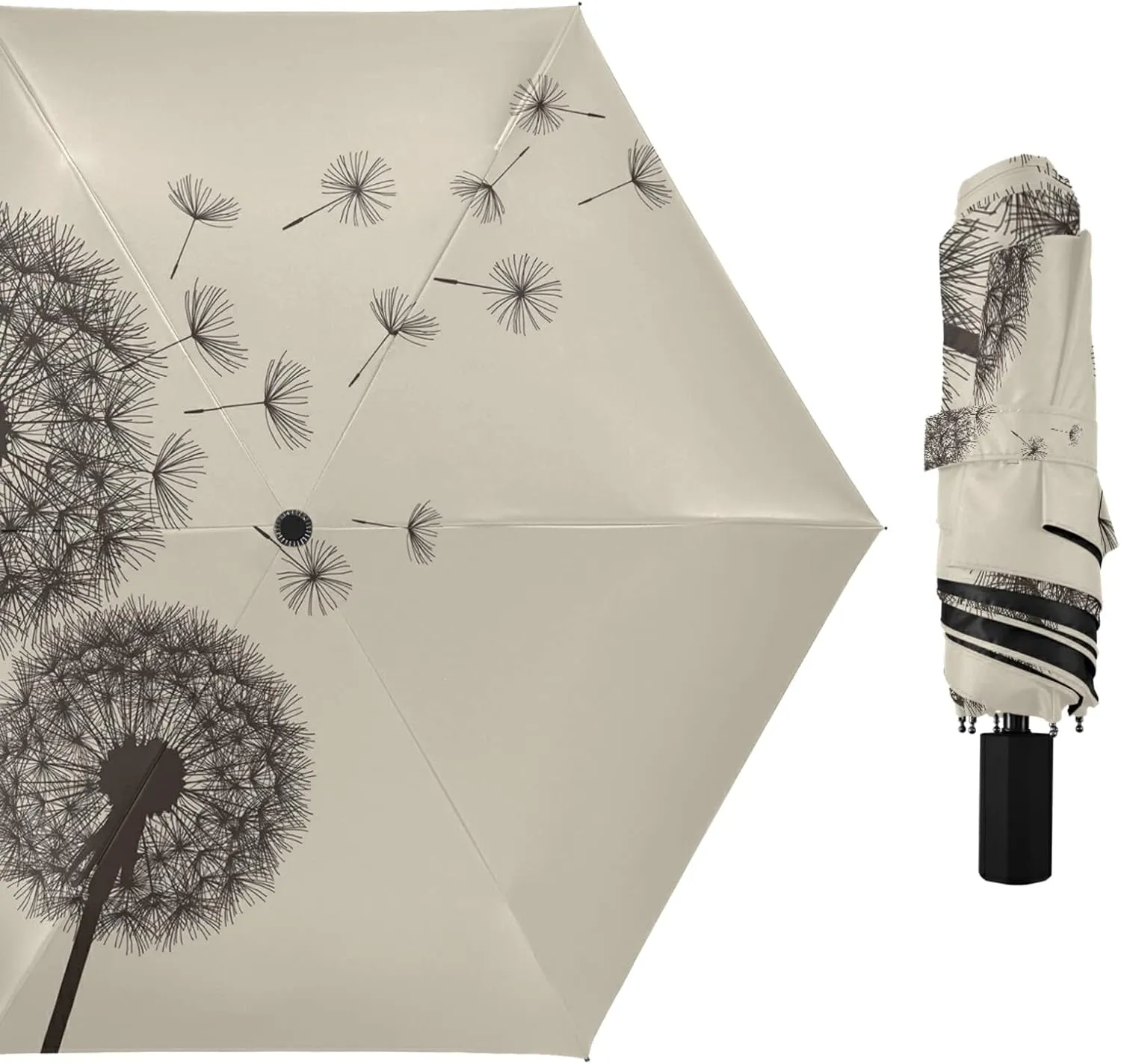 Poeticcity Folding Umbrella, Anti-UV 3 Folds Lightweight Parasol, Compact Windproof Strong Umbrellas for Car Travel Sun & Rain