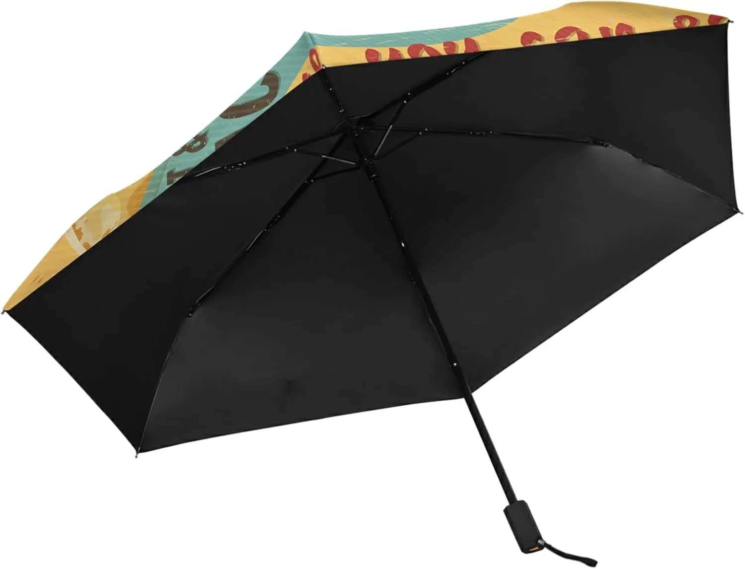 Poeticcity Folding Umbrella, Anti-UV 3 Folds Lightweight Parasol, Compact Windproof Strong Umbrellas for Car Travel Sun & Rain