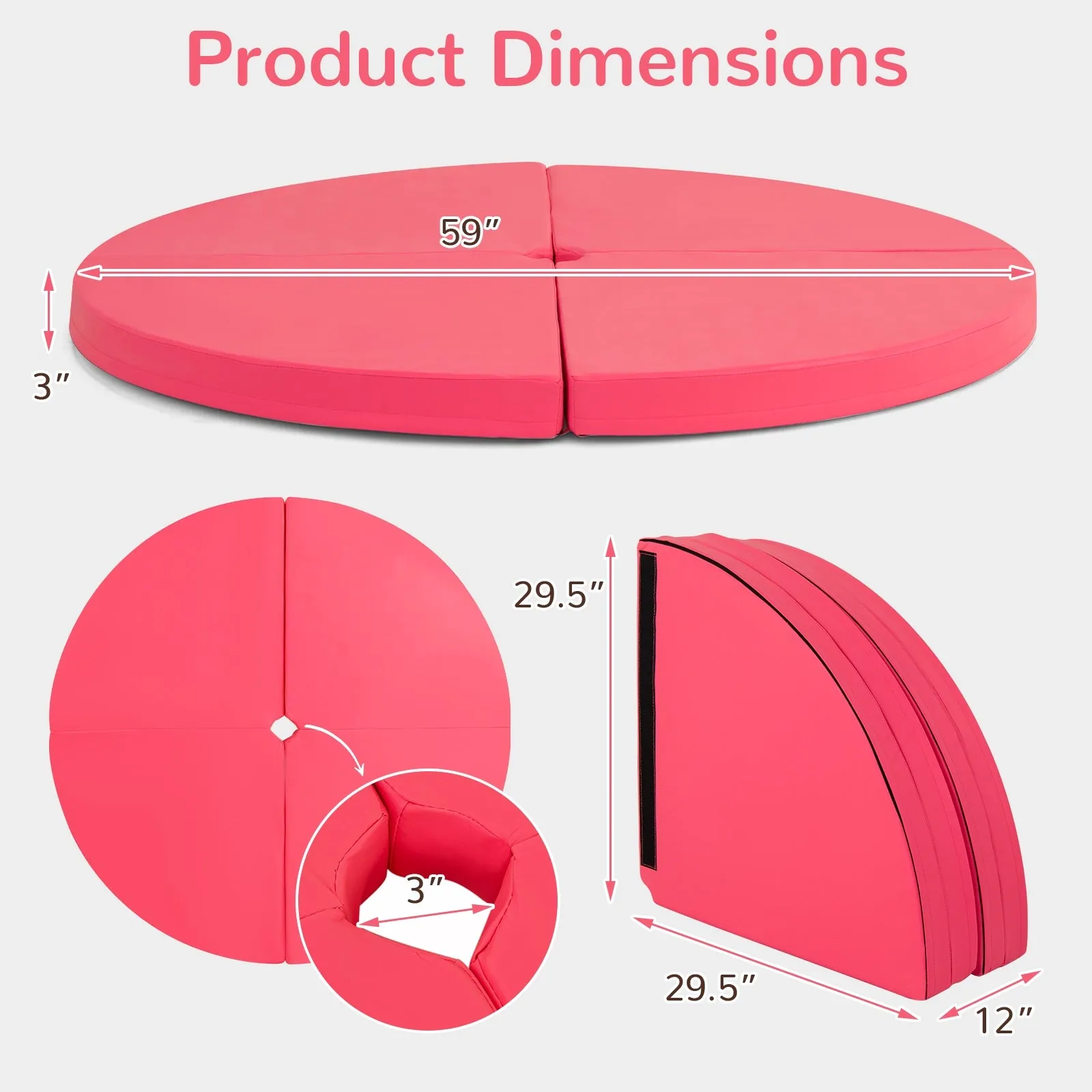 Pole Dance Crash Mat Round Portable Yoga Mat with EPE Foam-Pink