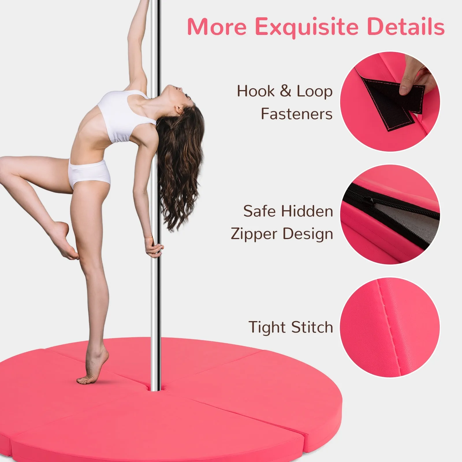 Pole Dance Crash Mat Round Portable Yoga Mat with EPE Foam-Pink