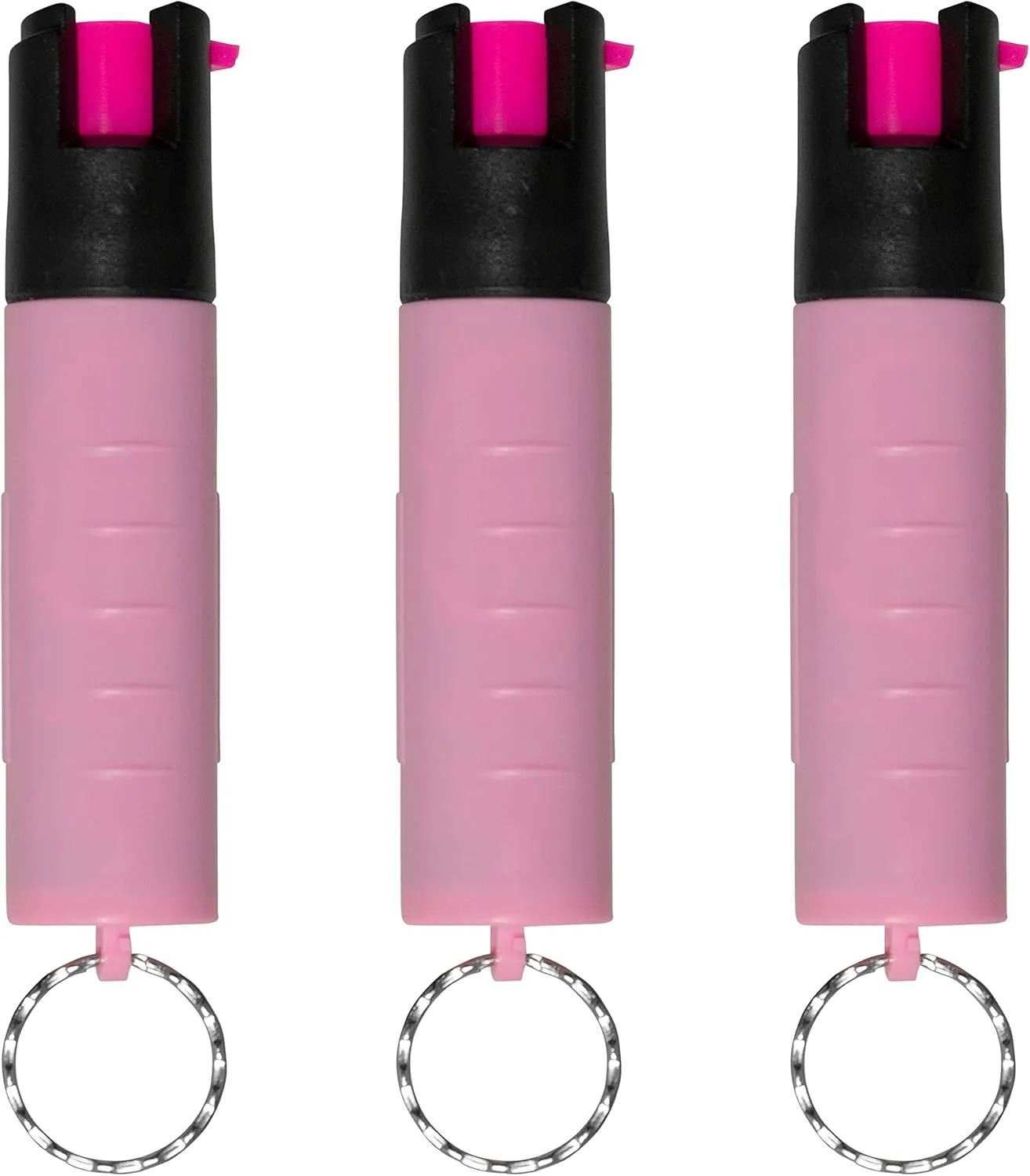 Police Magnum Mini Pepper Spray Self Defense Safety Tool- Strong Keyring Holder- Small Discreet Canister Case- Made in The USA- 3 Pack 3/4oz Twist Lock Pink Sleeve Keyring