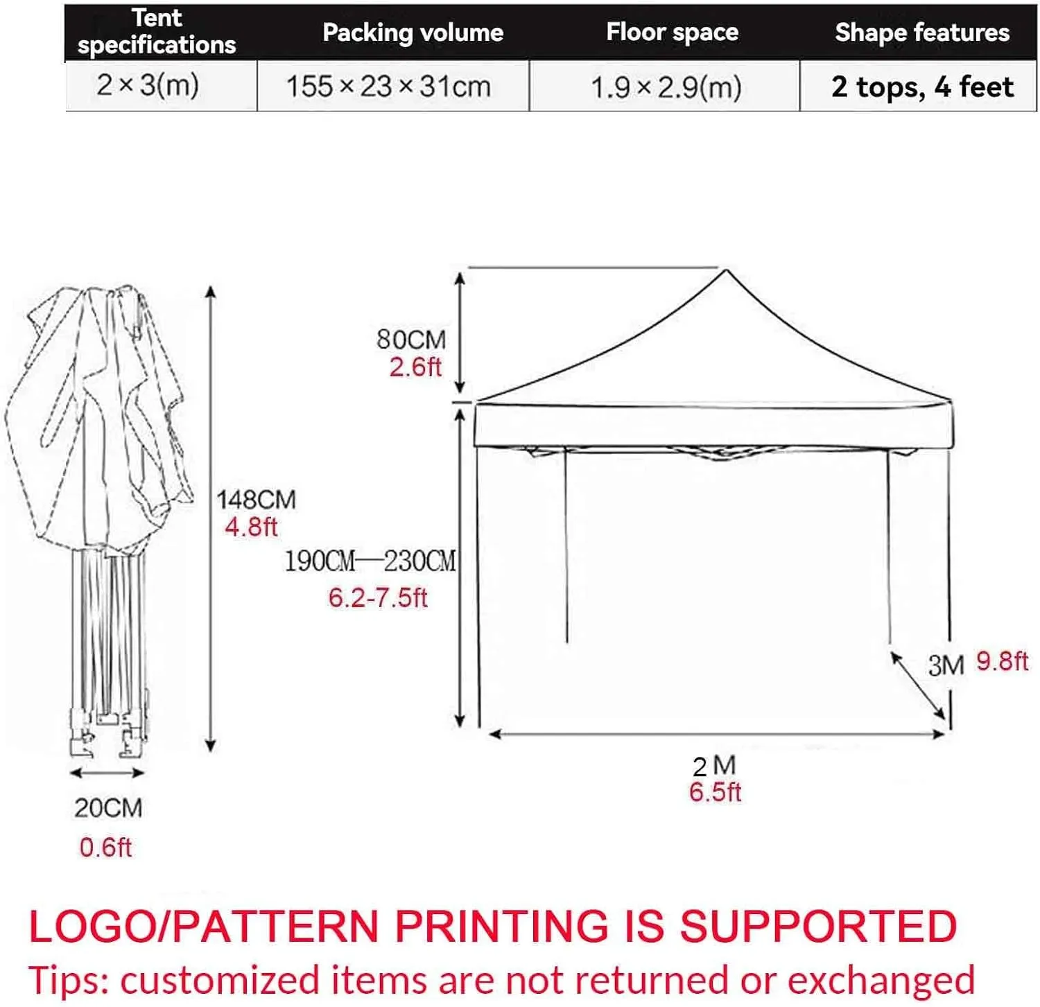 Popup Canopy Tent 6 X 10, Advertising Outdoor Folding Tent Canopy, Enlarged Double-Layer Umbrella, Rainproof, Easy to Install, Custom Logo and Size(Green)