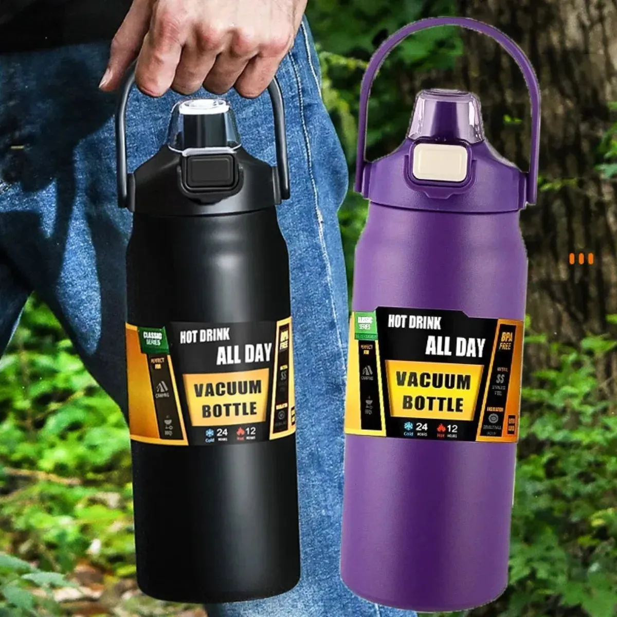 Portable 304 Stainless Steel Thermos with Straw - Vacuum Travel Flask