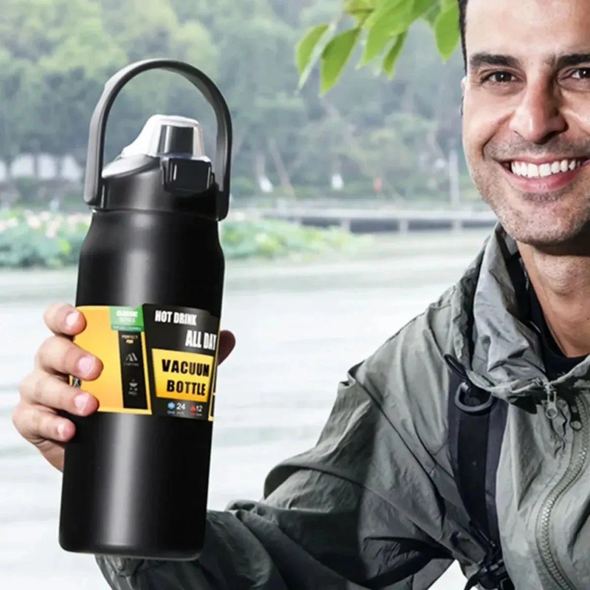 Portable 304 Stainless Steel Thermos with Straw - Vacuum Travel Flask