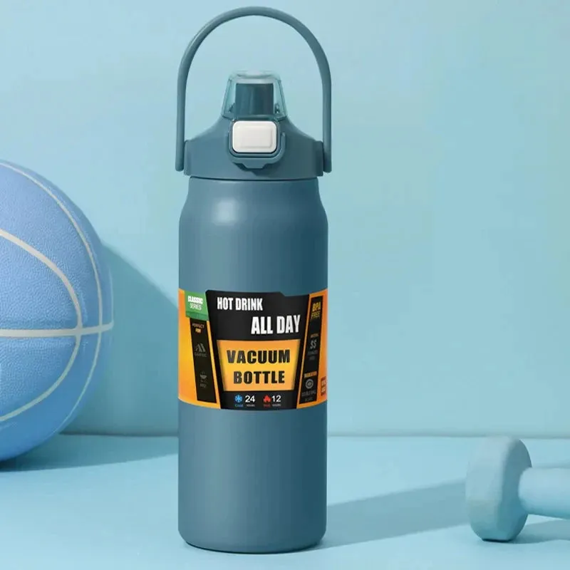 Portable 304 Stainless Steel Thermos with Straw - Vacuum Travel Flask