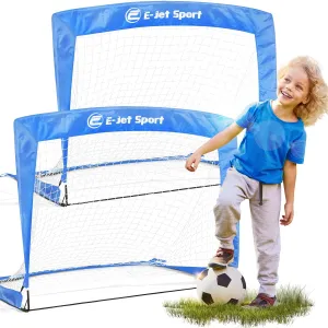 Portable 4' Fiberglass Soccer Goals, Quick Set-Up, Fiberglass Poles, High Stability, Solo Play, Instant Matches- Set of 2