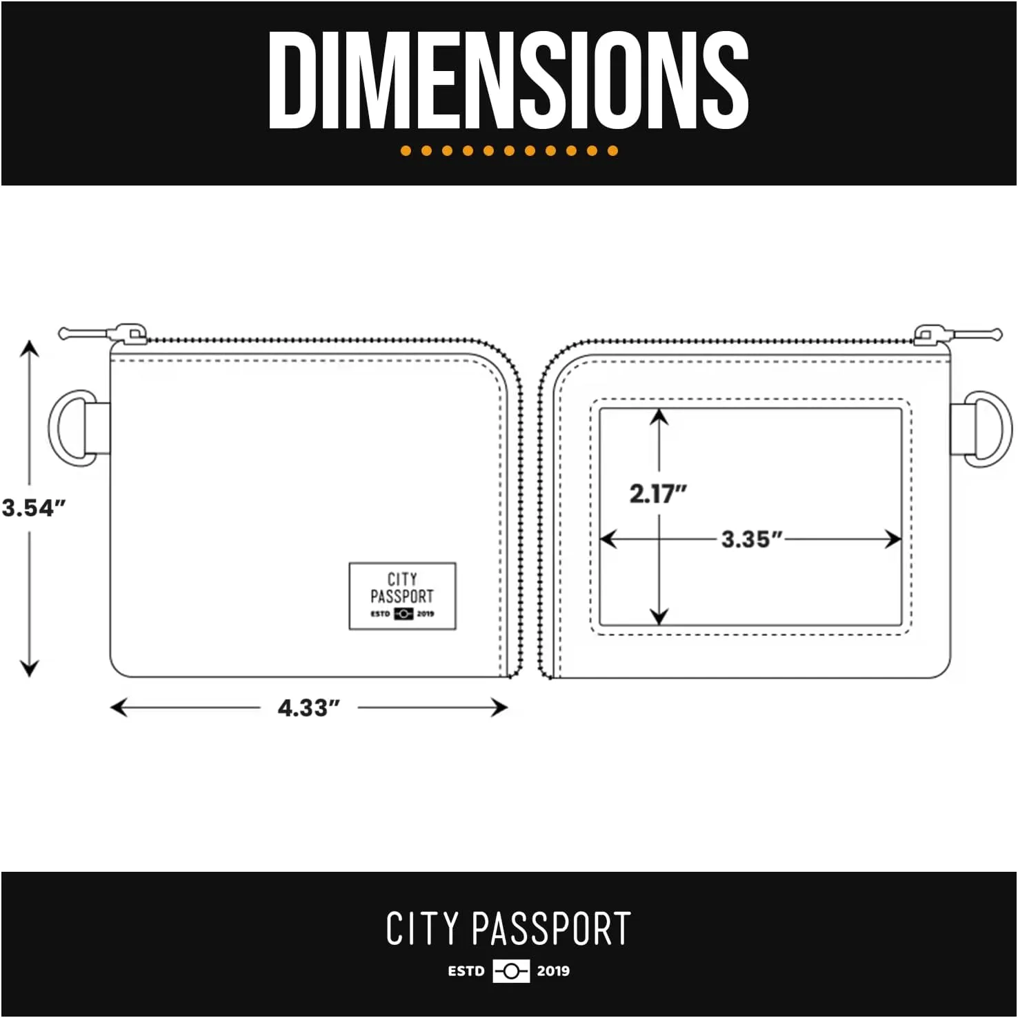 Portable, Foldable, and Lightweight Zipper Case for Cards, ID, Money Multi Storage Travel Organizer (Black)