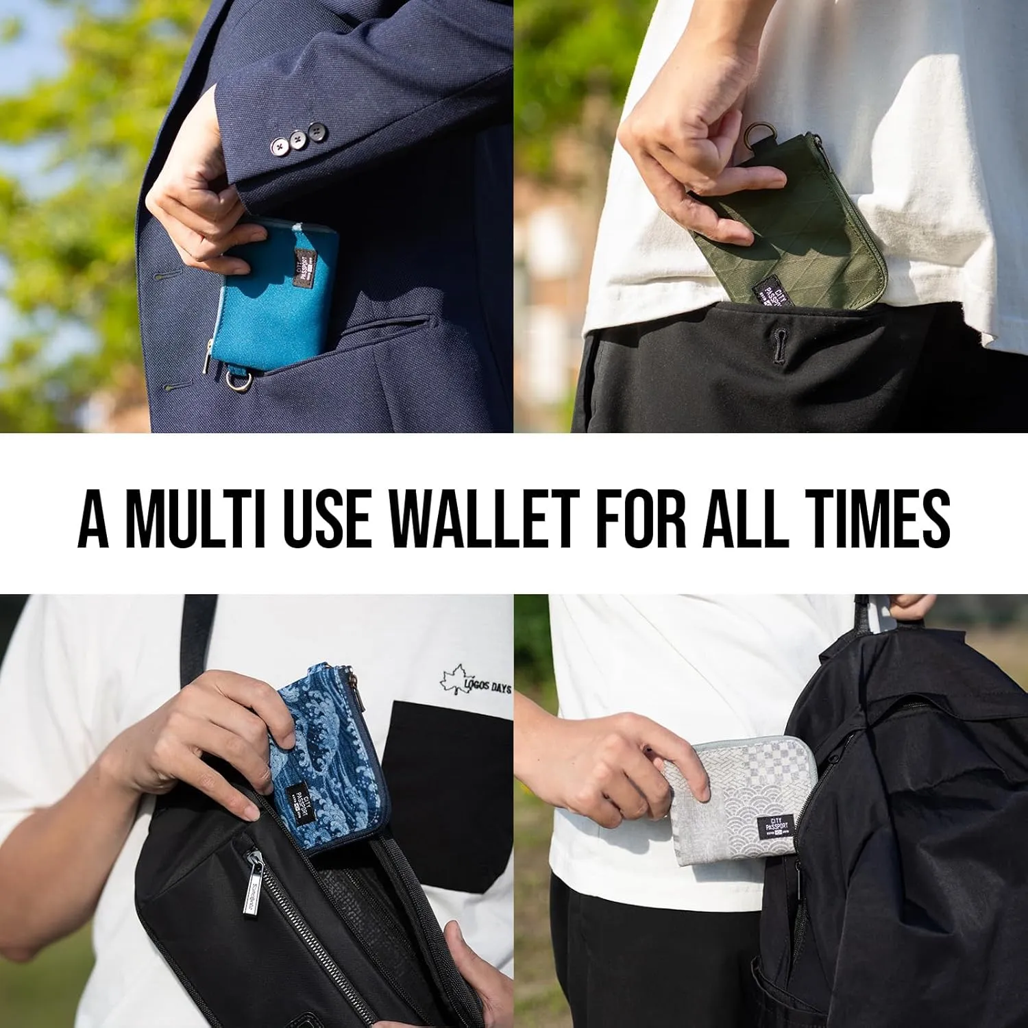 Portable, Foldable, and Lightweight Zipper Case for Cards, ID, Money Multi Storage Travel Organizer (Black)