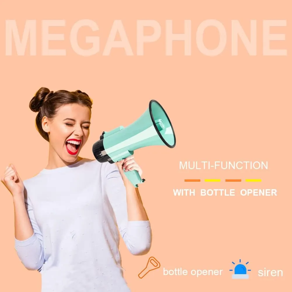 Portable Megaphone Speaker Siren PA Bullhorn - Compact and Battery Operated with 20 Watt Power, 3 Modes and Foldable Handle for Trainers, Soccer, Baseball, Coaches, and Teachers