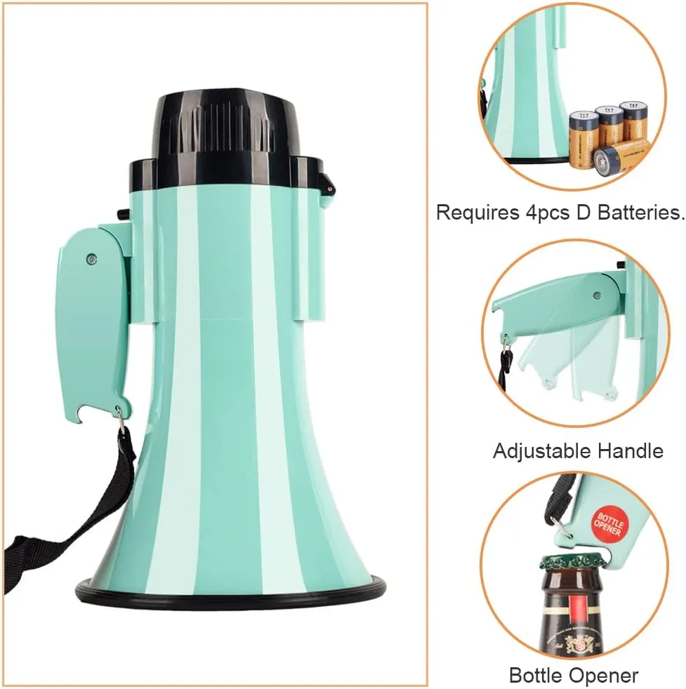 Portable Megaphone Speaker Siren PA Bullhorn - Compact and Battery Operated with 20 Watt Power, 3 Modes and Foldable Handle for Trainers, Soccer, Baseball, Coaches, and Teachers