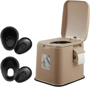 Portable Toilet Camping Toilet,Portable Mobile Toilet,Large Storage Space,Indoor Adult and Child Toilet (Color : Style 1, Size : Indoor Barrel) (Style 1 Double Barrel)