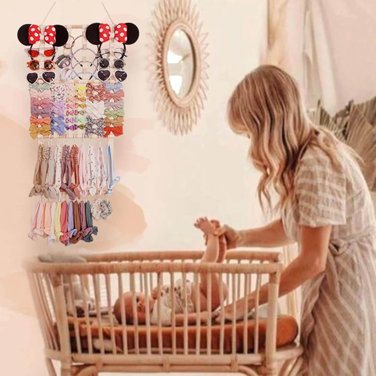 POVETIRE Headband Holder Hair Bows Organizer Baby Headbands Hair Accessories Organizer Storage Wall Hanging Decor