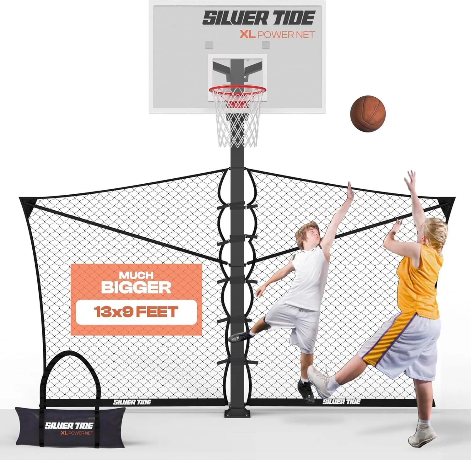 Power Net - basketball guard net - yard guard for in ground basketball hoop outdoor - prevents the ball from leaving the court