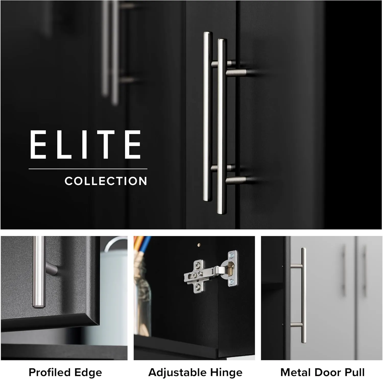 Prepac Elite 32" Storage Cabinet Closet, Black Storage Cabinet with Hanging Rail and Shelves for Living room, Kitchen and Laundry room 24.5" D x 32" W x 65" H