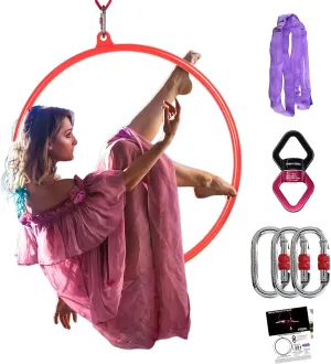 PRIOR FITNESS Aerial Hoop Set, Professional Circus Fitness Equipment with Complete Rigging Hardware Kit, Acrobatics Hanging Rings for Home, Yoga Dance Sling Kit