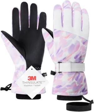 Pro Ski Gloves, 3M Thinsulate Insulated Double-Layer Waterproof, Touchscreen Snow Gloves for Skiing, Winter Cycling