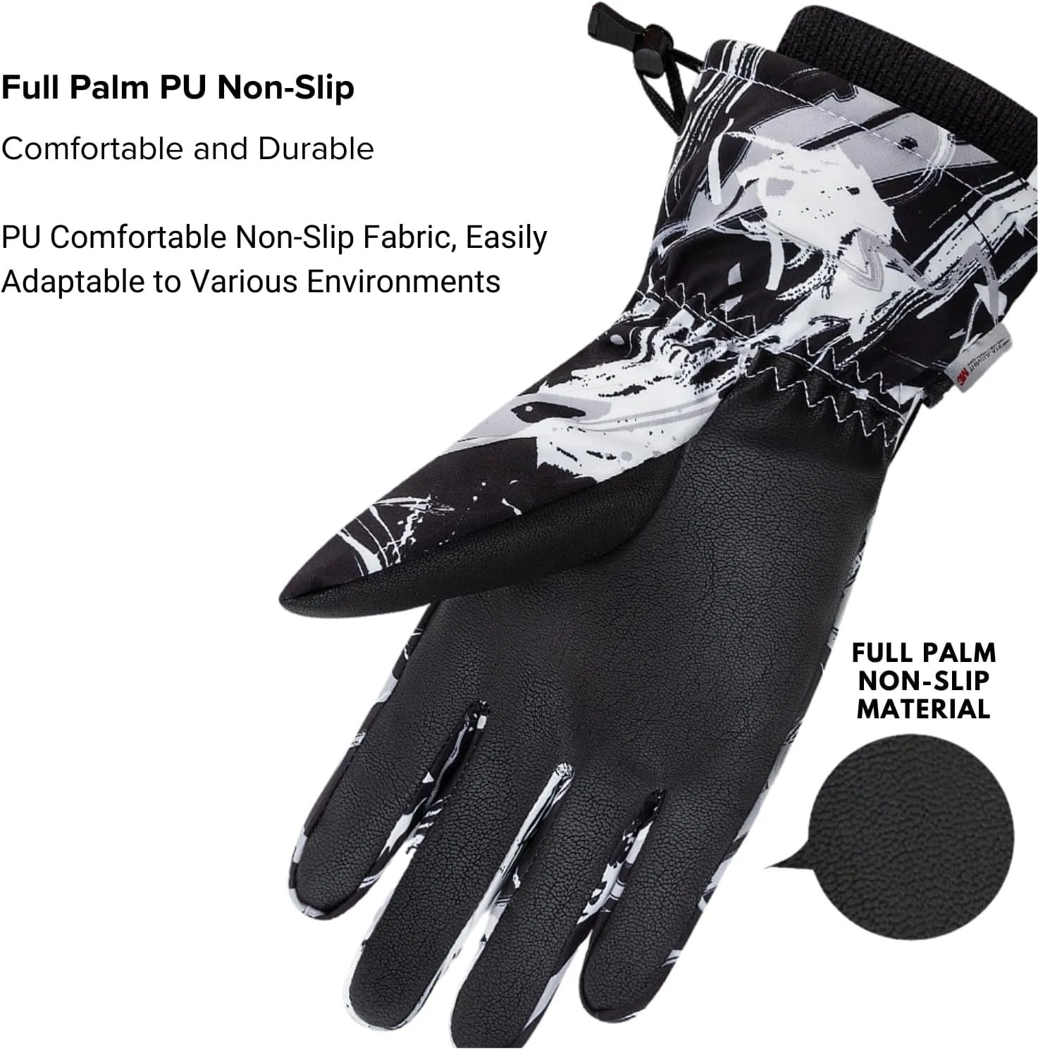 Pro Ski Gloves, 3M Thinsulate Insulated Double-Layer Waterproof, Touchscreen Snow Gloves for Skiing, Winter Cycling