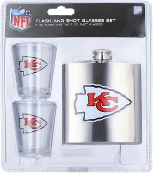 Pro Specialties Group Kansas City Chiefs Flask and Shot Glass Set