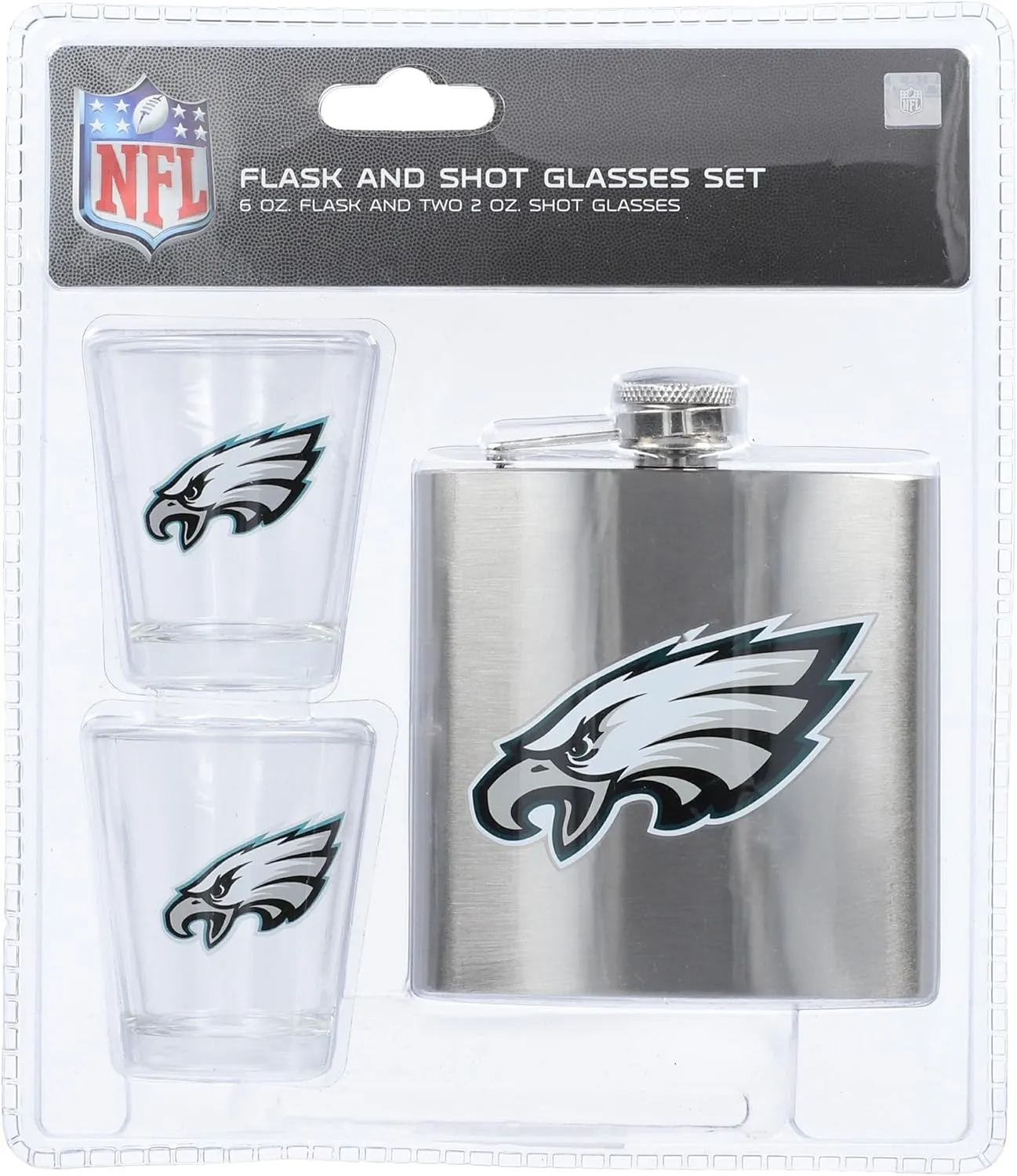 Pro Specialties Group Philadelphia Eagles Flask and Shot Glass Set