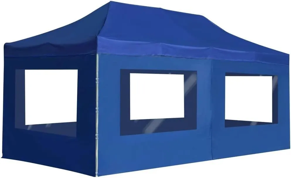 Professional Folding Party Tent with Walls Aluminum 19.7'X9.8' Blue