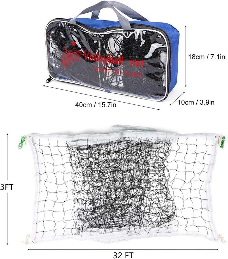 Professional Volleyball Net,Pool Volleyball Net with Aircraft Wire Rope, 32 FT x 3 FT, for Indoor and Outdoor