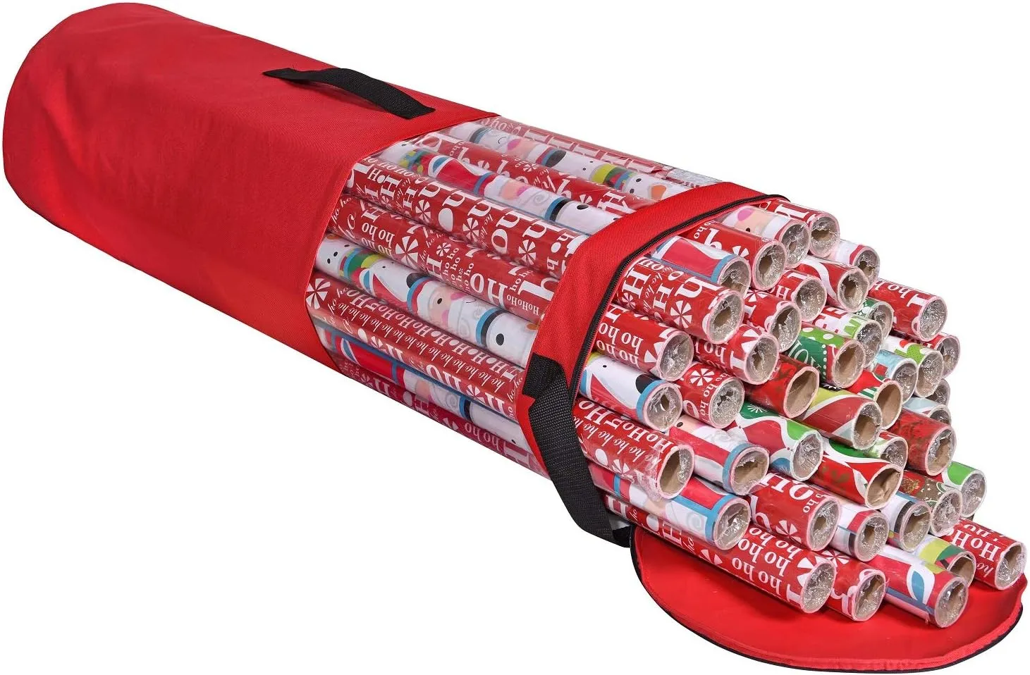ProPik Wrapping Paper Storage Bag, Christmas Gift Wrap Organizer Stores Up to 24 Rolls 40 Inch, Heavy Duty Polyester plus PVC Clear Bag with Handles