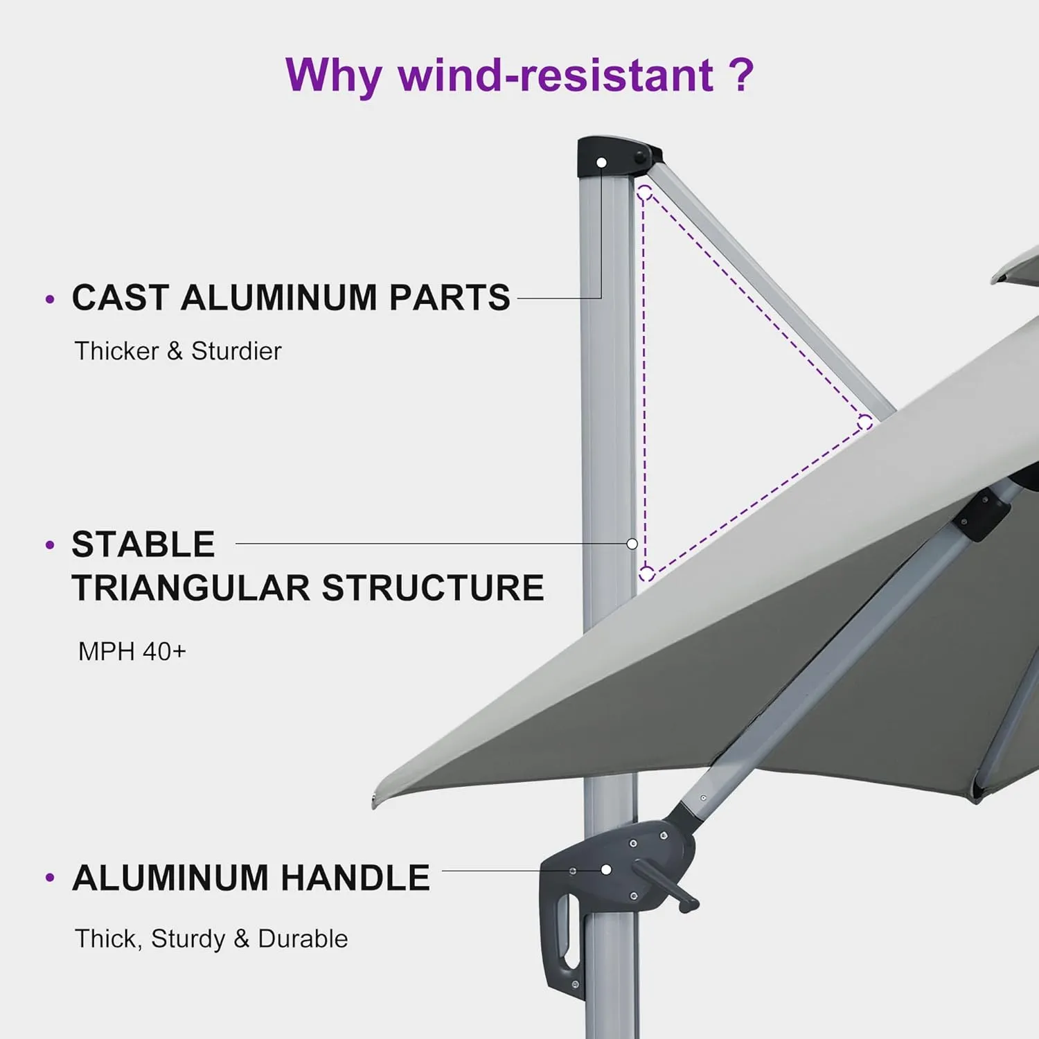 PURPLE LEAF 9' X 12' Cantilever Outdoor Patio Umbrella Large Heavy Duty 360° Rotation Double Top Offset Rectangular Umbrellas for Backyard Deck Pool, Cast Ash