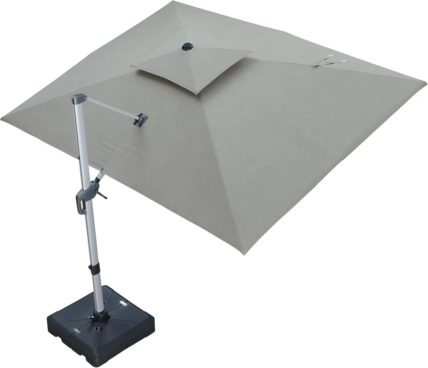 PURPLE LEAF 9' X 12' Cantilever Outdoor Patio Umbrella Large Heavy Duty 360° Rotation Double Top Offset Rectangular Umbrellas for Backyard Deck Pool, Cast Ash
