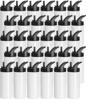 PYD Life 30 Pack Sublimation Sports Kids Water Bottle Blanks 16 OZ Stainless Steel Bottles Vacuum Flask Tumbler with Sippy Up Lid and Straw for Tumbler Heat Press Sublimation Printing