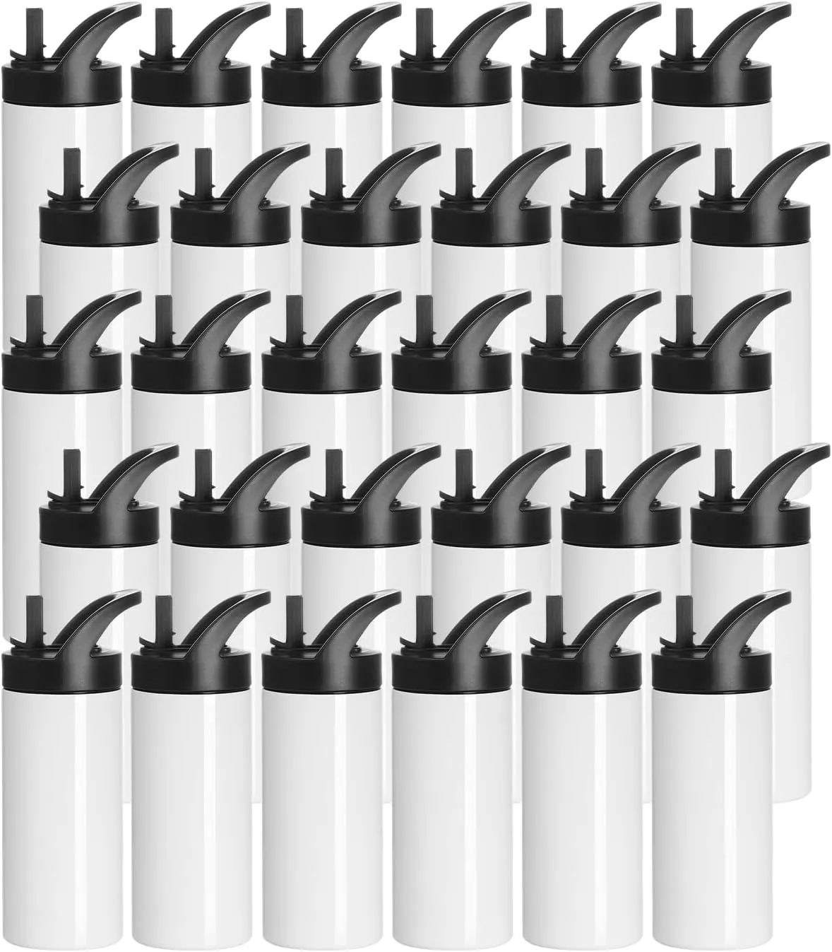 PYD Life 30 Pack Sublimation Sports Kids Water Bottle Blanks 16 OZ Stainless Steel Bottles Vacuum Flask Tumbler with Sippy Up Lid and Straw for Tumbler Heat Press Sublimation Printing