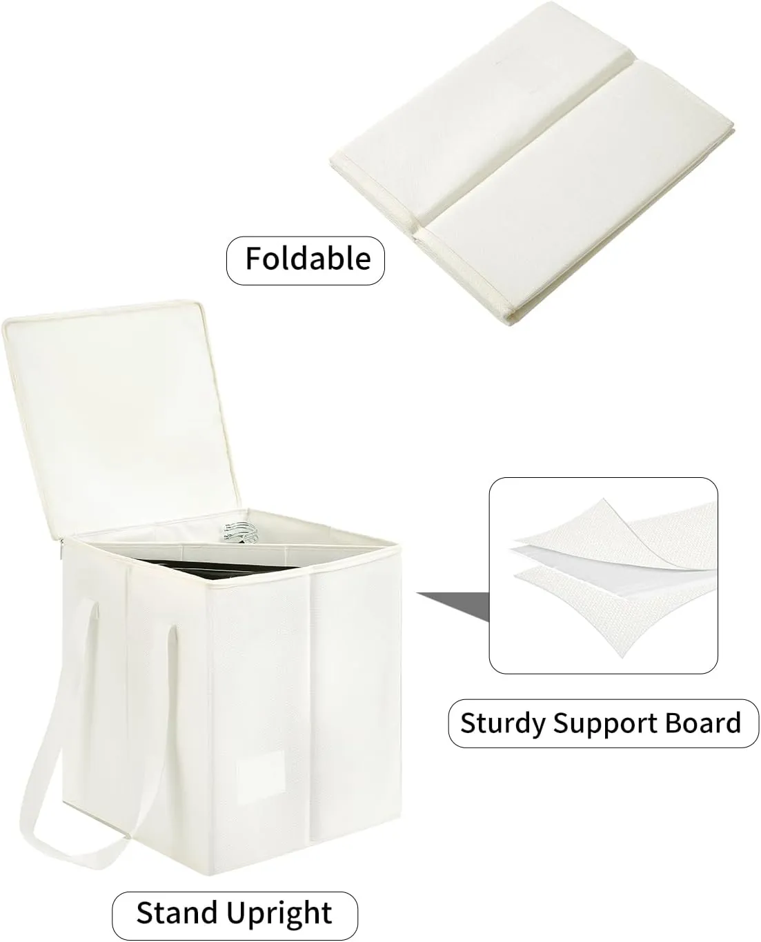 Qozary Clothes Hanger Organizer Bag-Rigid Hanger Storage Holder with Lid for Dustproof, Sturdy Caddy Organizer Box with Handle