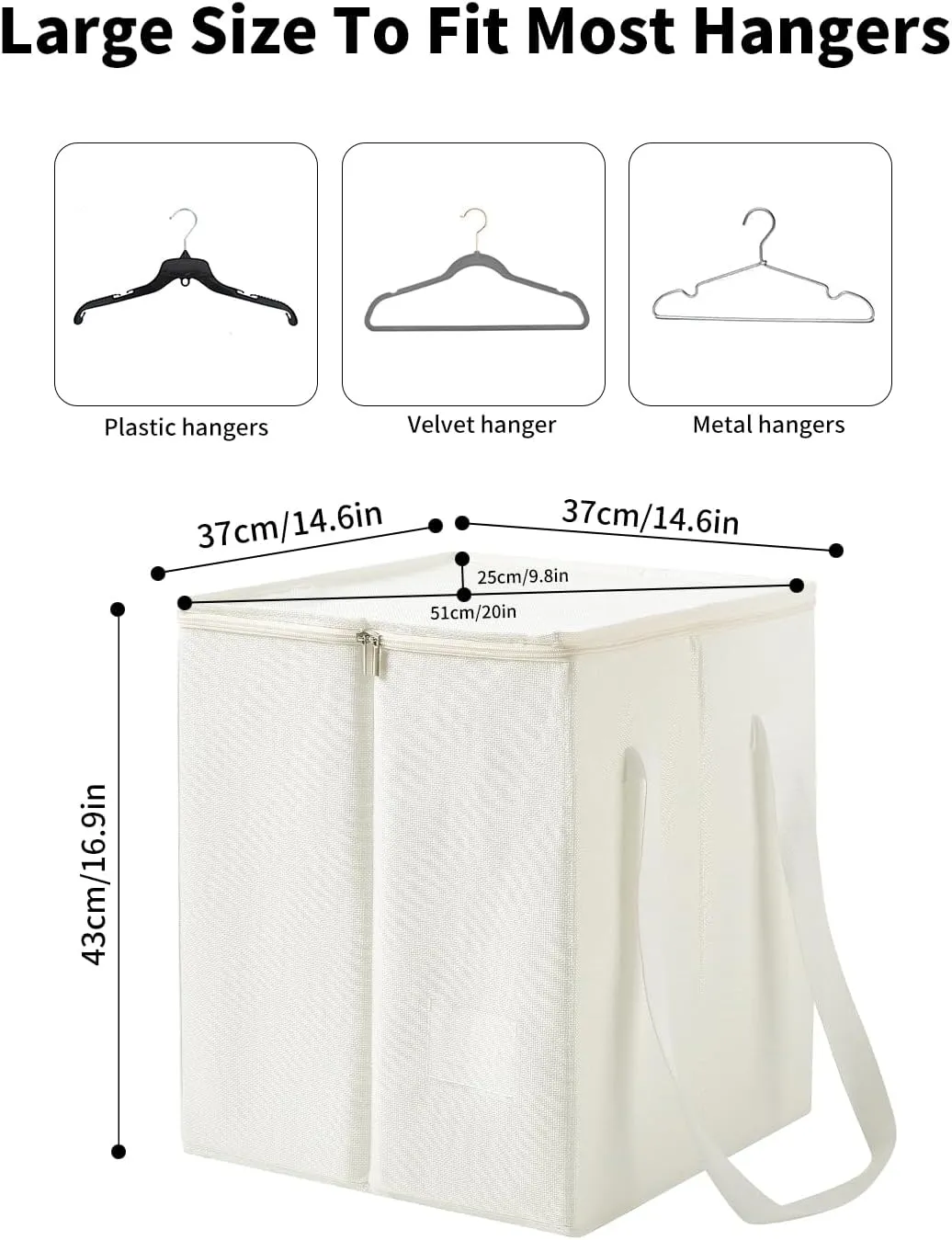 Qozary Clothes Hanger Organizer Bag-Rigid Hanger Storage Holder with Lid for Dustproof, Sturdy Caddy Organizer Box with Handle