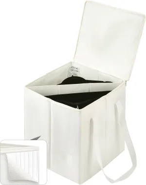 Qozary Clothes Hanger Organizer Bag-Rigid Hanger Storage Holder with Lid for Dustproof, Sturdy Caddy Organizer Box with Handle