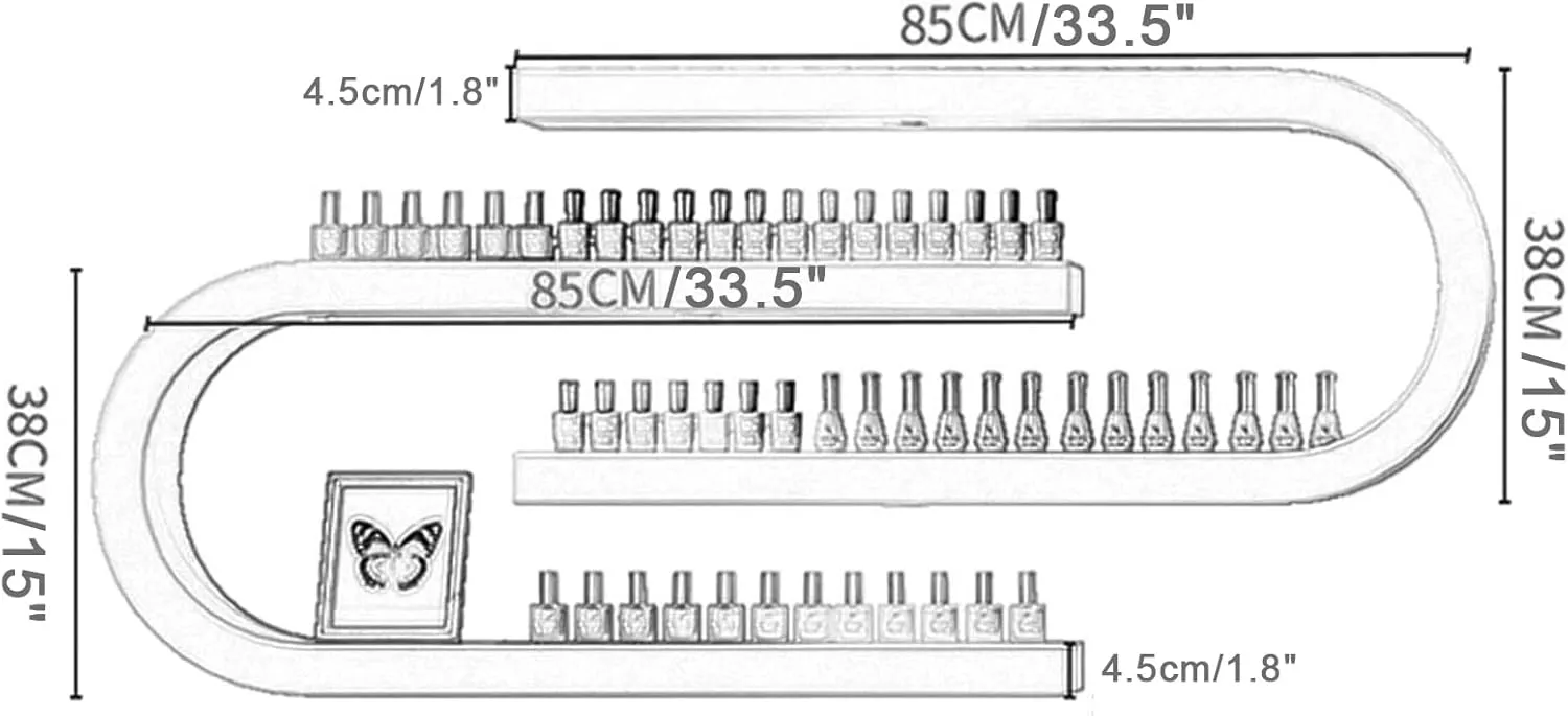 QQXX Wall Mounted Shelf Nail Polish Bottle Display Rack, U-Shaped Essential Oil Perfume Storage Rack, Multifunctional Hanging Salon/Beauty/Nail Shop Organizer Perfume Holder(4-Piece Set, White)