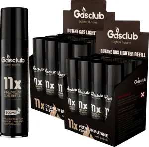Refill Butane Gas 11X High-Purity 300ml Butane Fuel for Torch Lighters, Butane Torches, and Refillable Lighters (24 Cans)