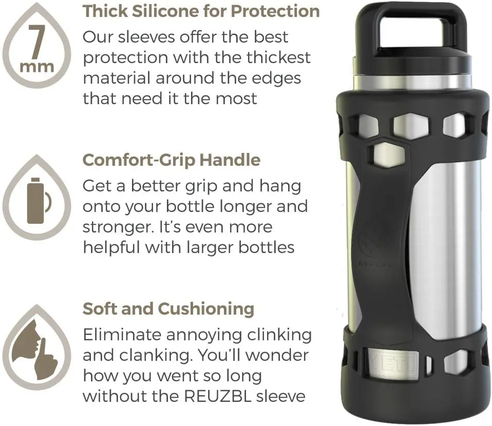 REUZBL Bottle Bumper Silicone Boot Sleeve Protector Accessories with Handle for 26 oz & 36 oz Stainless Steel Water Bottles