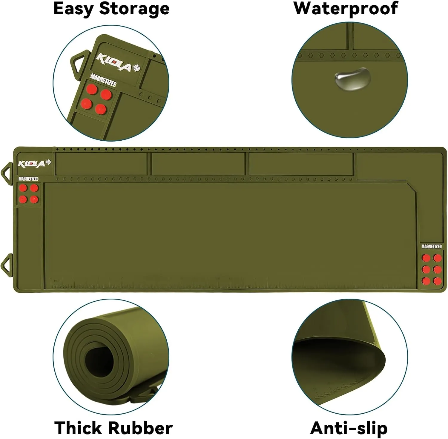 Rifle Shotgun Cleaning Mat - Large Magnetic Gun Mat with Organizer Parts Tray, Anti-Slip Workbench Cleaning Pad, Inch Ruler
