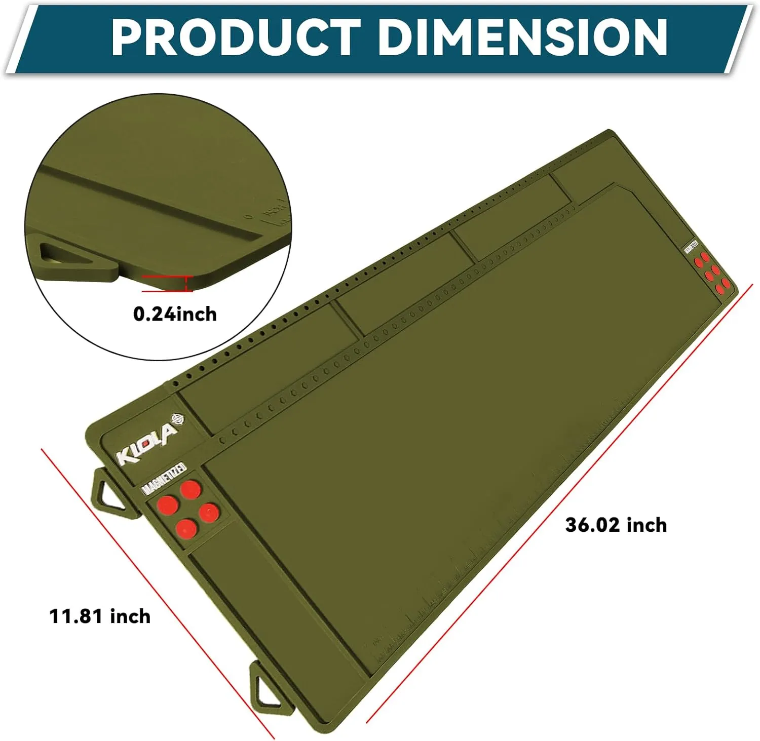 Rifle Shotgun Cleaning Mat - Large Magnetic Gun Mat with Organizer Parts Tray, Anti-Slip Workbench Cleaning Pad, Inch Ruler