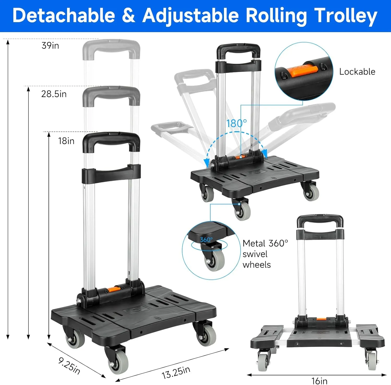 Rolling Sewing Machine Case with 4 Wheels,Sewing Machine Carrying Bag,Trolley Tote Bag Fits for Most Standard Singer,Brother,Janome Sewing Machine and Accessories,Black