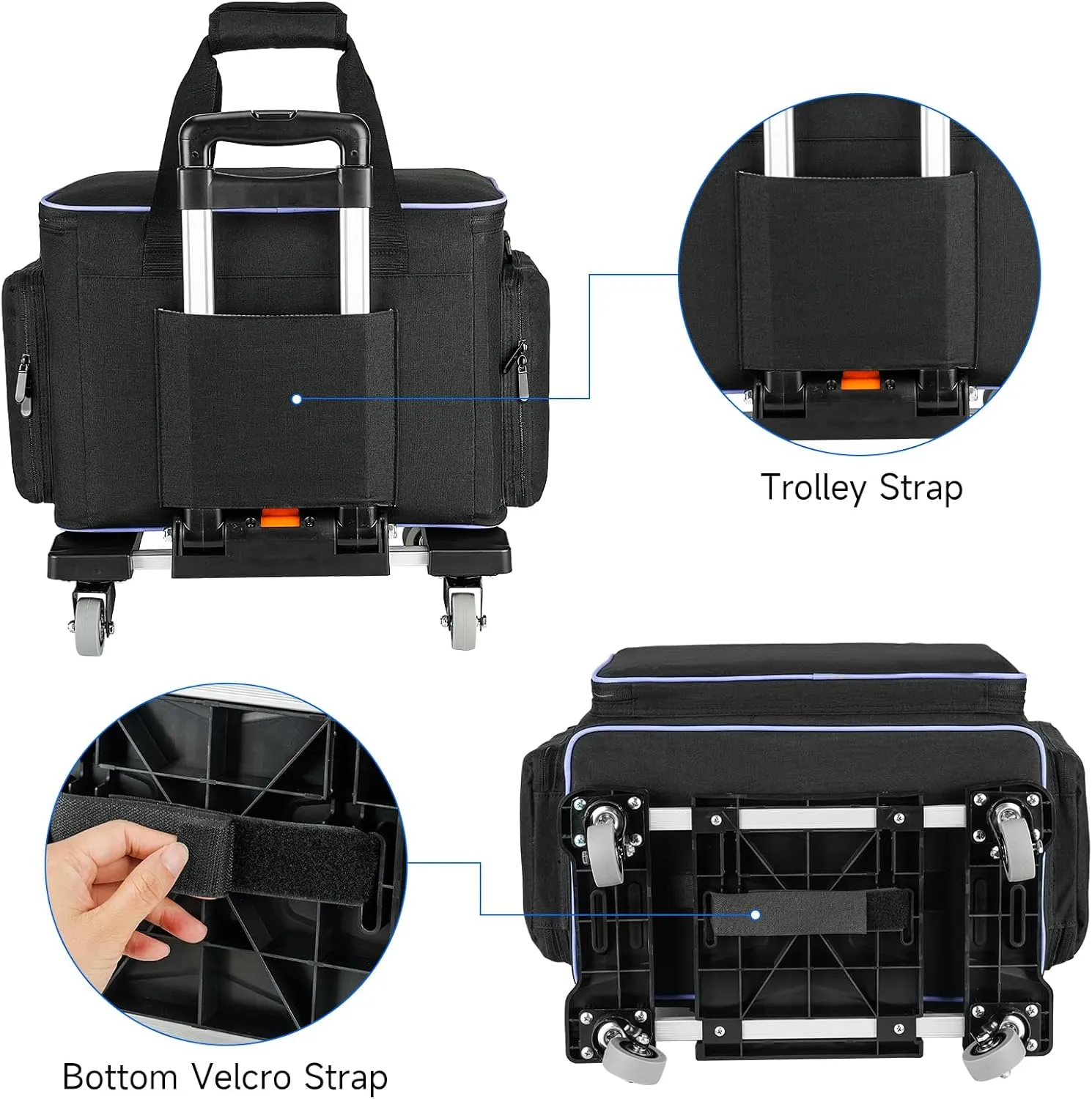 Rolling Sewing Machine Case with 4 Wheels,Sewing Machine Carrying Bag,Trolley Tote Bag Fits for Most Standard Singer,Brother,Janome Sewing Machine and Accessories,Black