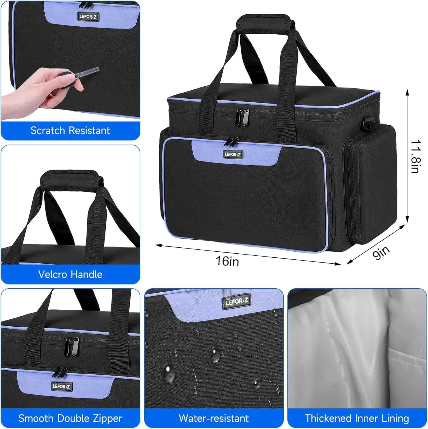 Rolling Sewing Machine Case with 4 Wheels,Sewing Machine Carrying Bag,Trolley Tote Bag Fits for Most Standard Singer,Brother,Janome Sewing Machine and Accessories,Black