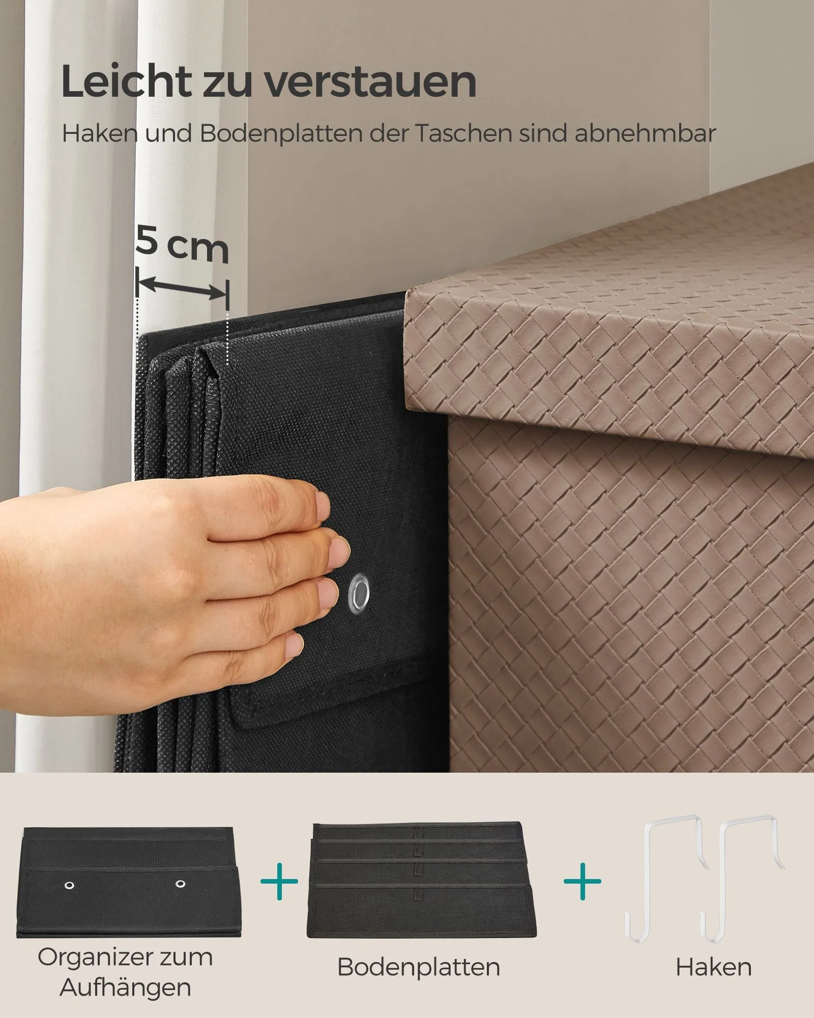 Rootz Hanging Organizer Set - Closet Organizer - Storage Solution - Non-Woven Fabric - Sturdy Structure - Easy Installation - 12cm x 33.5cm x 100cm