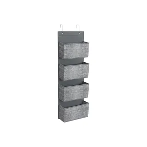 Rootz Hanging Organizer - Storage Rack - Closet Organizer - Mottled Gray - Non-Woven Fabric - Cardboard Back Panels - Metal Hooks - 33.5cm x 12cm x 100cm - Lightweight - Spacious - Easy Assembly