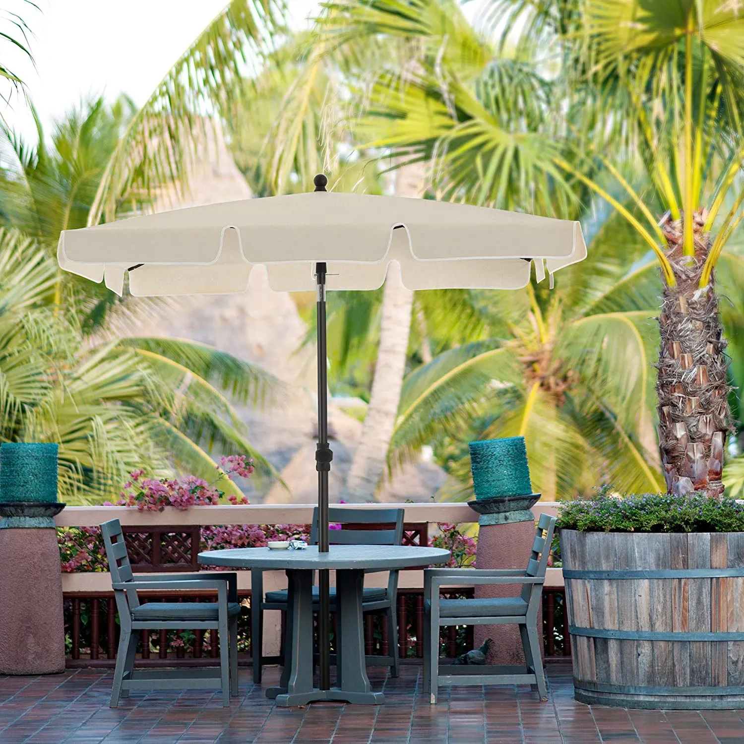 Rootz Sunshade Parasol - Outdoor Umbrella - Sun Shelter - UPF 50  Protection - 200 x 125 cm - White