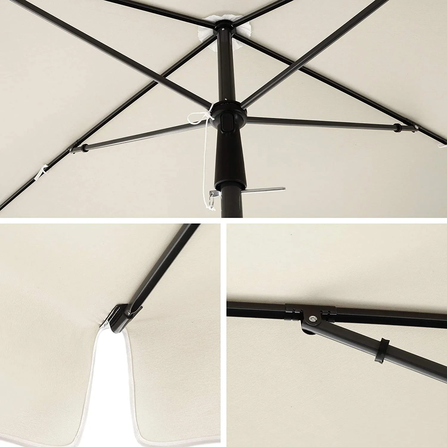 Rootz Sunshade Parasol - Outdoor Umbrella - Sun Shelter - UPF 50  Protection - 200 x 125 cm - White