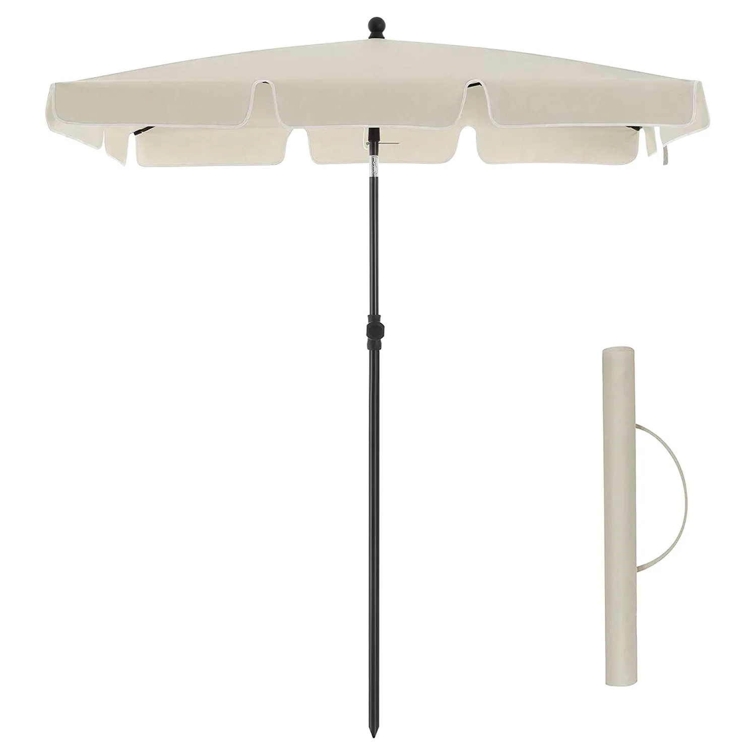 Rootz Sunshade Parasol - Outdoor Umbrella - Sun Shelter - UPF 50  Protection - 200 x 125 cm - White