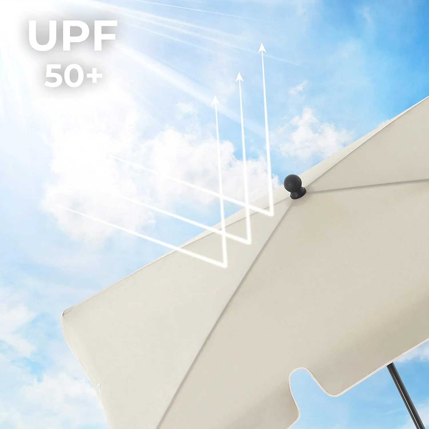 Rootz Sunshade Parasol - Outdoor Umbrella - Sun Shelter - UPF 50  Protection - 200 x 125 cm - White