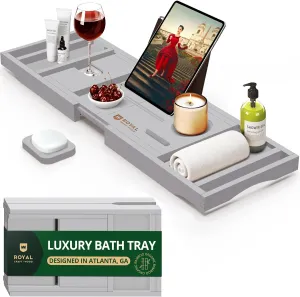 ROYAL CRAFT WOOD Premium Foldable Bathtub Tray - Expandable Bath Tray for Tub - Luxury Bathtub & Bathroom Accessories